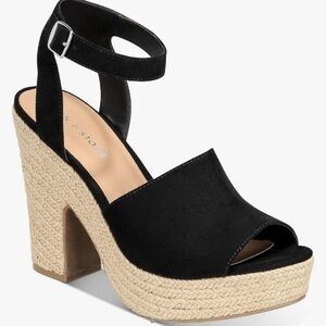 Sun + Stone Womens Fey Faux Suede Ankle Strap Heels 9.5